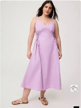 Lace-Up Tea Length Dress in Lilac